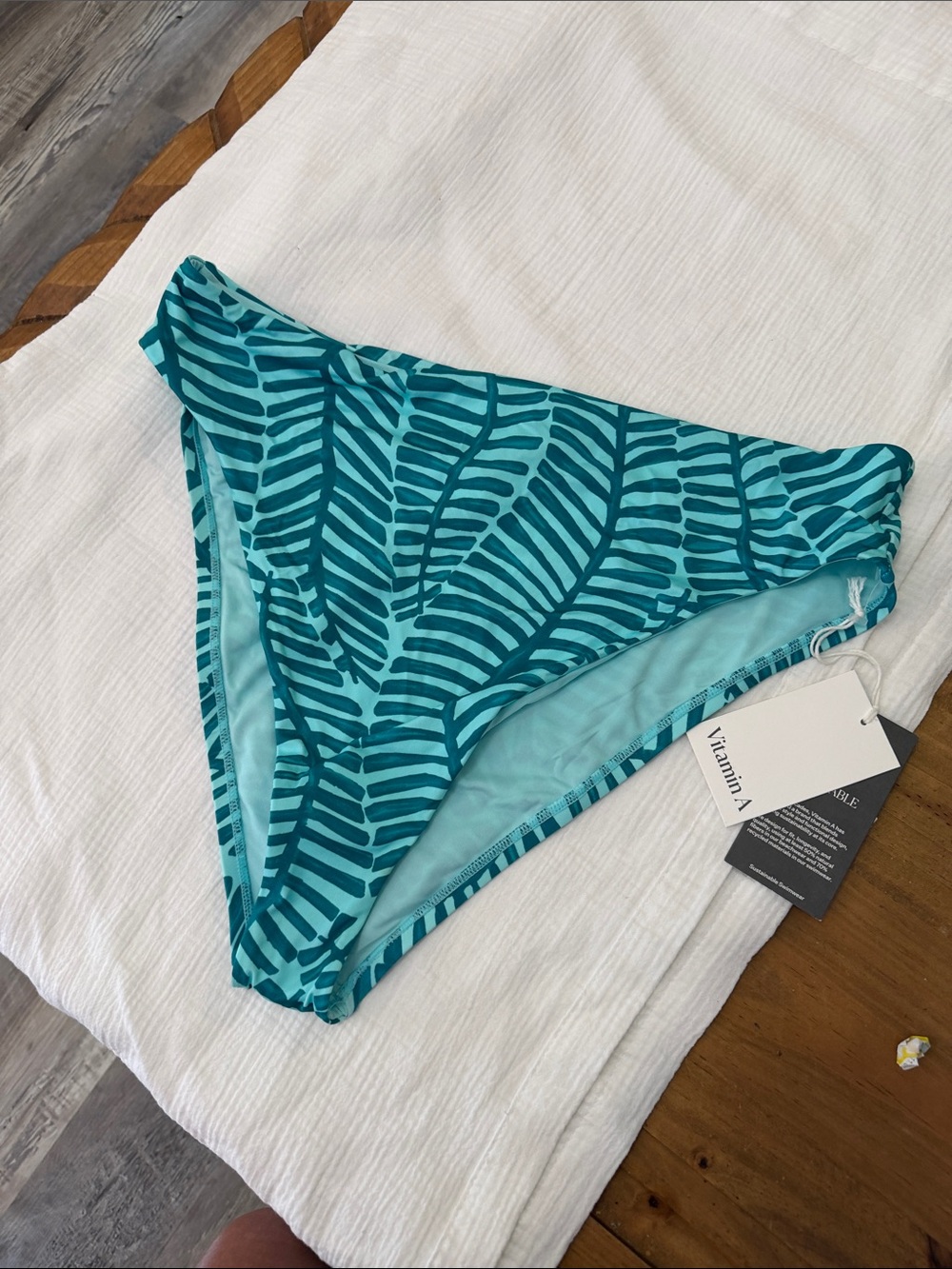 Vitamin A Teal & Aqua Tropical Leaf Bikini Bottom